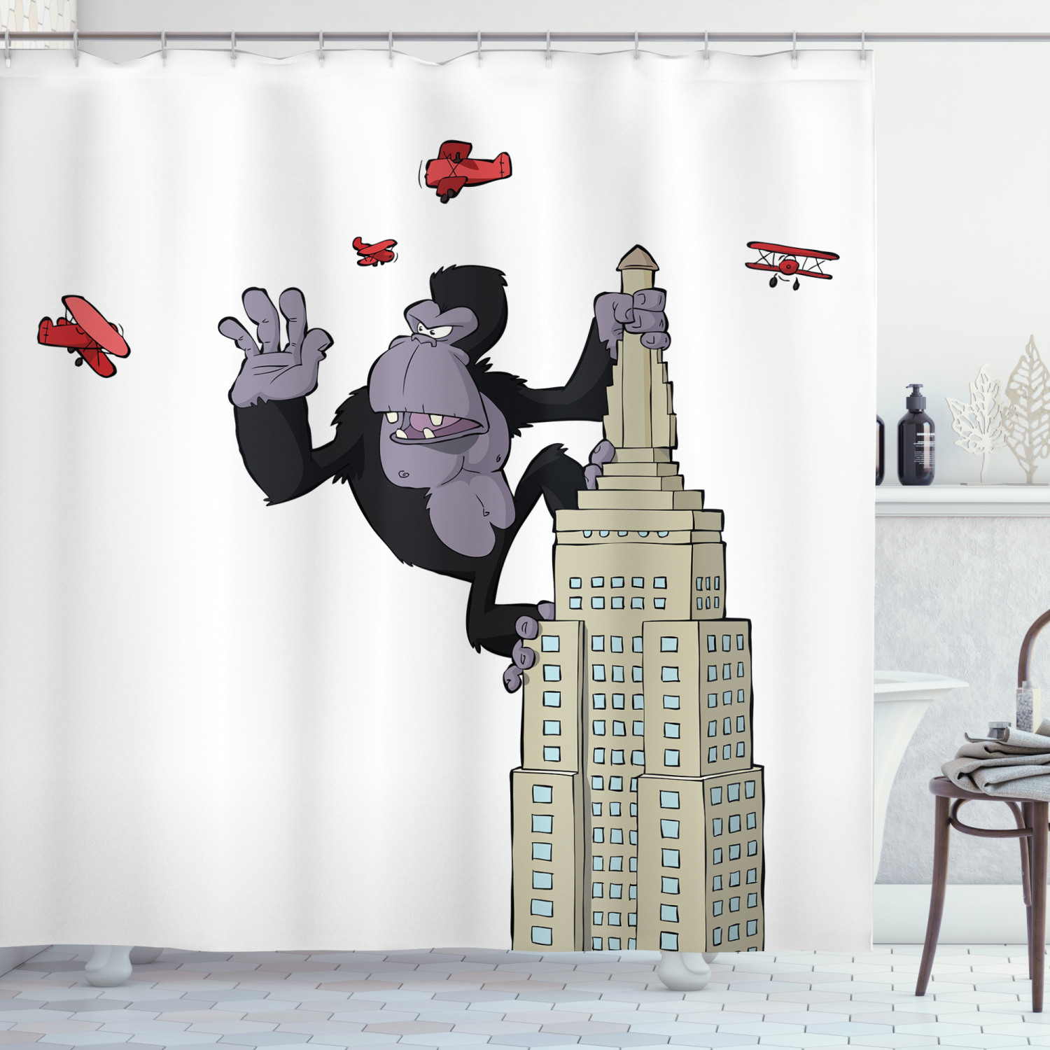 Monkey King Cartoon Animal Print Shower Curtain - Fun And Whimsical For Your Bathroom - Image 3