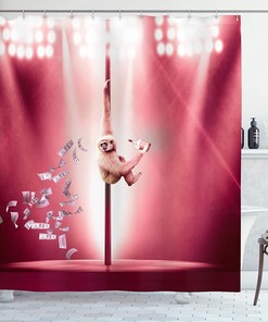 Monkey On A Pole Whiskey Pastel Colored Composition Whimsical Motif Shower Curtain