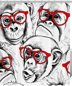 Monkey Portraits Shower Curtain - Quirky and Fun Bath Accessory 