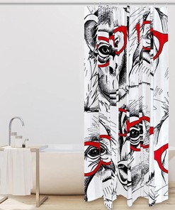Monkey Portraits Shower Curtain - Quirky and Fun Bath Accessory