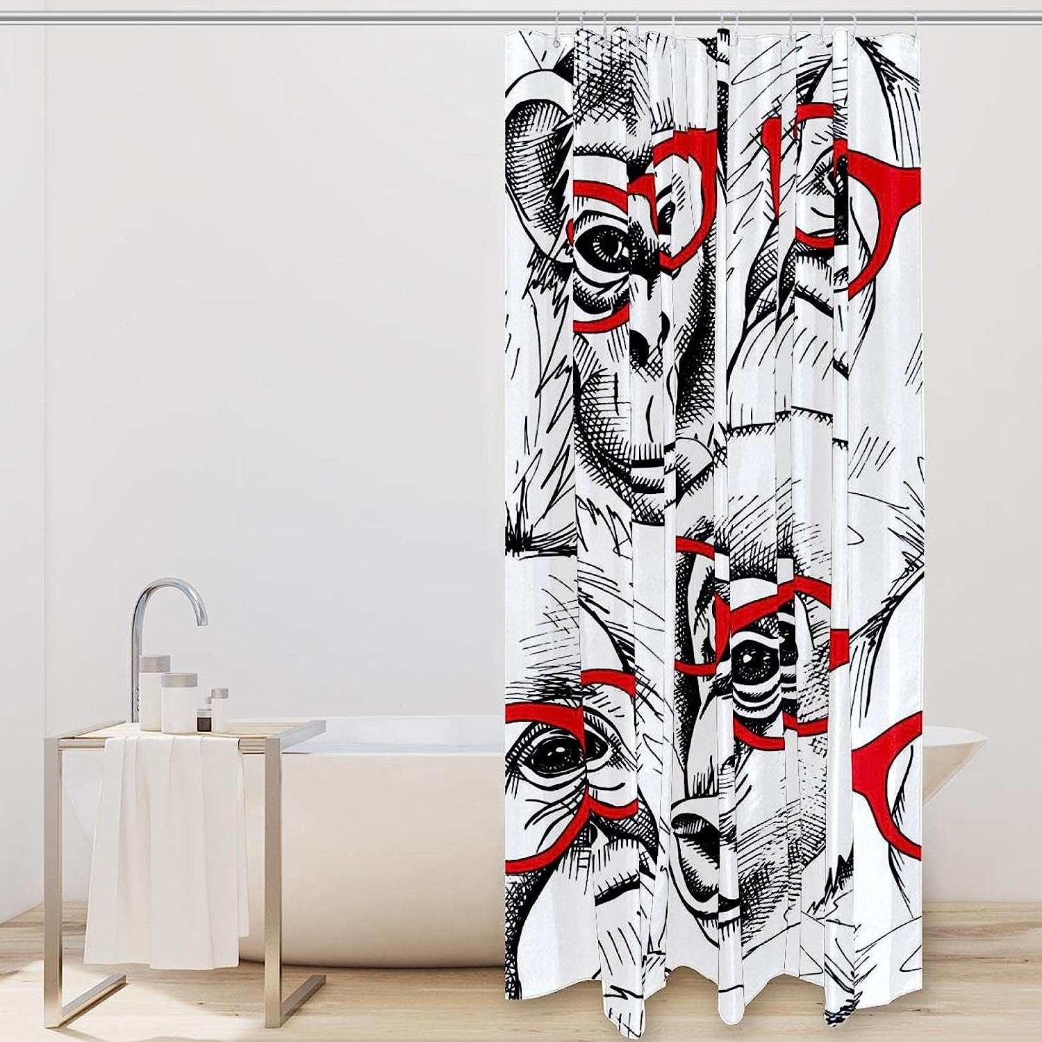 Monkey Portraits Shower Curtain - Quirky and Fun Bath Accessory