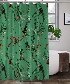 Monkey World Green Fabric Shower Curtain for Bathroom