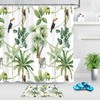 Monkeys Parrots Watercolor Tropical Palm Trees Shower Curtain for Bathroom