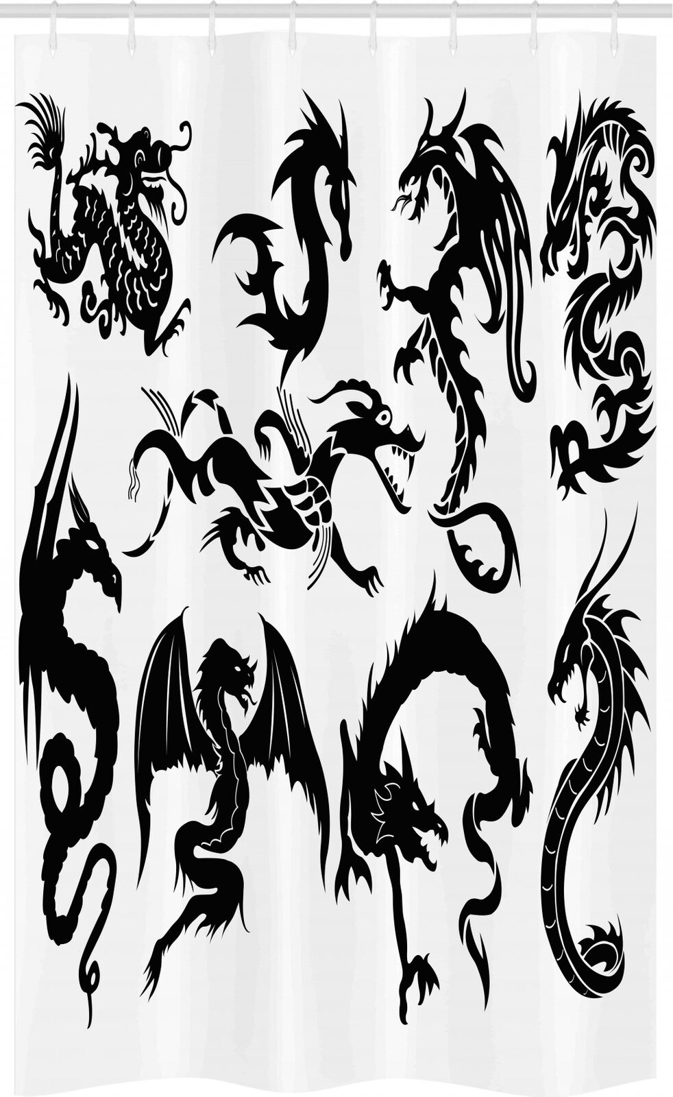 Monochromatic Japanese Dragon Shower Curtain For A Sophisticated Bathroom