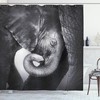 Monochrome Baby Elephant Portrait Print Shower Curtain