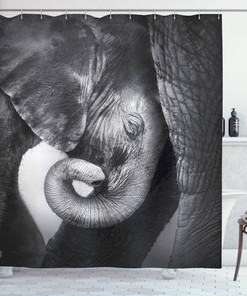 Monochrome Baby Elephant Portrait Print Shower Curtain