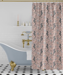 Monochrome Coral Royal Reef Shower Curtain in 3 Sizes - Stunning Bathroom Decor 