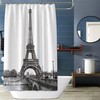 Monochrome Eiffel Tower Shower Curtain With Metal Grommets And Plastic Hooks For Your Bathroom