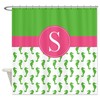 Monogrammed Seahorse Light Green Bubble Gum Pink Shower Curtain, Personalized Nautical Bathroom Decor