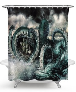 Monster Octopus Sea Ocean Print Shower Curtain for Bathroom