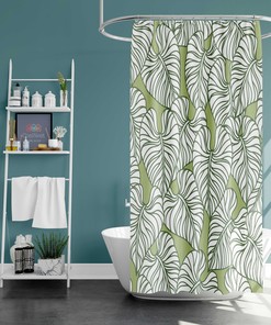 Monstera Green Leaves Print Shower Curtain For Your Botanical Bathroom