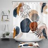 Monstera Leaf Plant Fabric Shower Curtain With Colorful Geometric Design, Perfect Bath Accessory