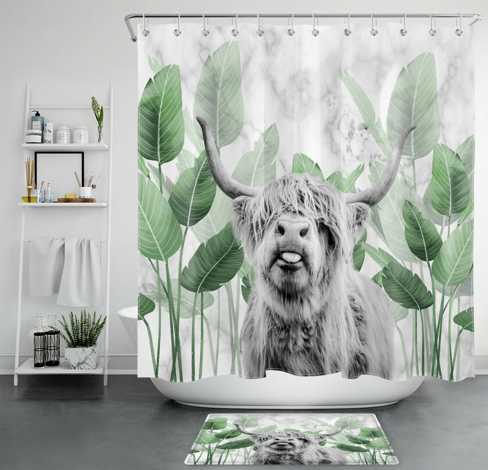 Monstera Leaf Shower Curtain With Quotes