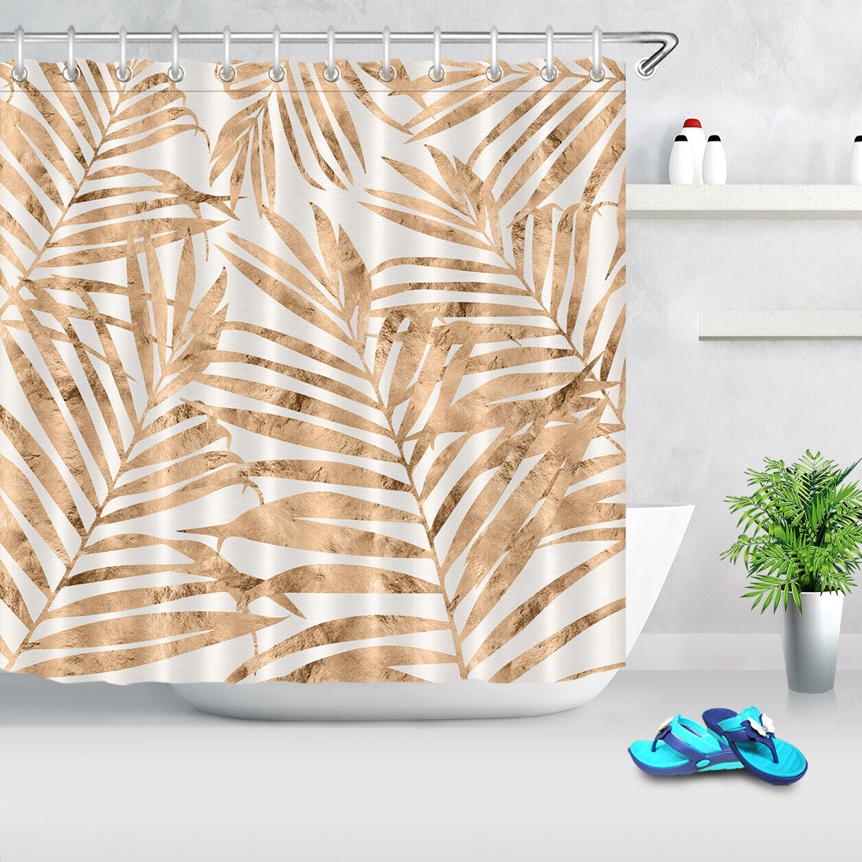 Monstera Leaf Shower Curtain With Tropical Vibes - Image 2