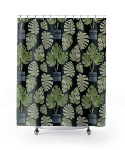 Monstera Leaf Shower Curtain for Nature Lovers: Waterproof Fabric with Botanical Prints and Home Decor Accessories