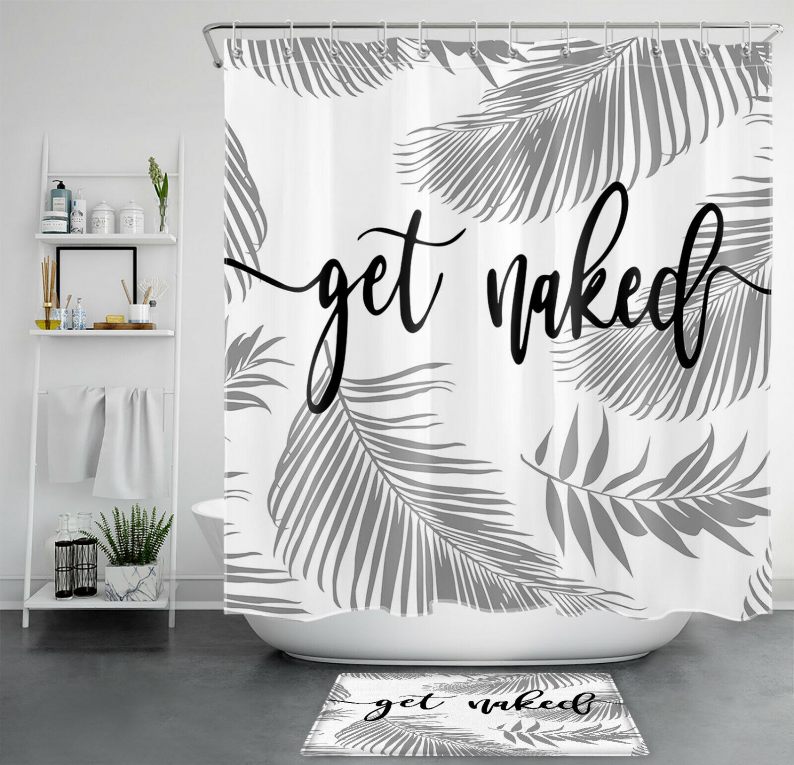 Monstera Palm Leaf Print Shower Curtain For A Tropical Bathroom