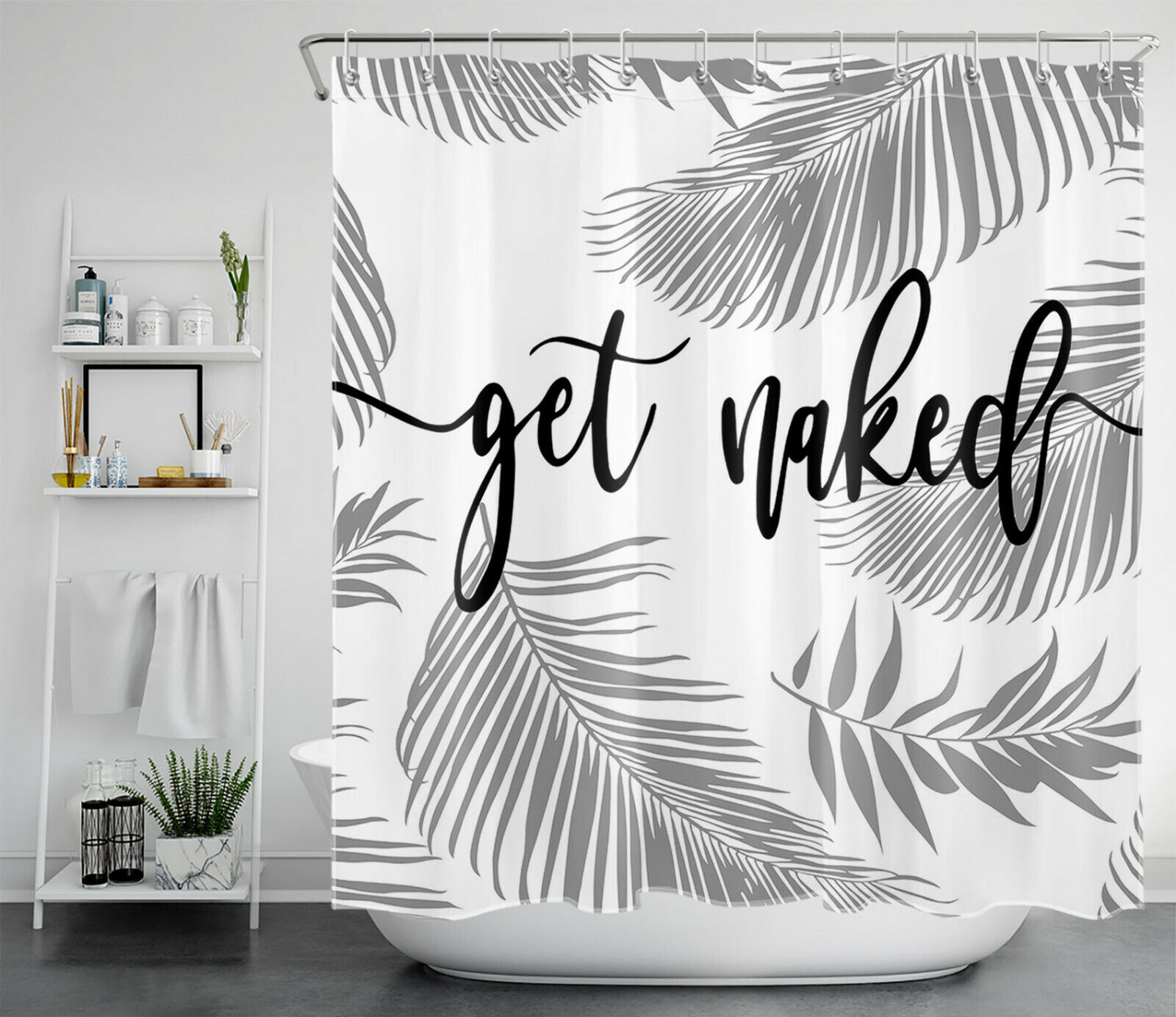Monstera Palm Leaf Print Shower Curtain For A Tropical Bathroom