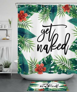 Monstera Palm Leaf Print Shower Curtain For Tropical Bathroom Vibes
