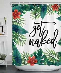 Monstera Palm Leaf Print Shower Curtain For Tropical Bathroom Vibes