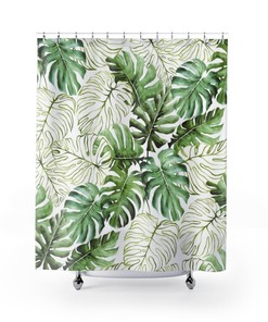 Monstera Shower Curtain for Houseplant Decor: Green Tropical Leaves in the Bathroom with a Touch of Paradise