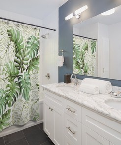 Monstera Shower Curtain for Houseplant Decor: Green Tropical Leaves in the Bathroom with a Touch of Paradise