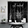 Monstera Tropical Word Art Print Shower Curtain For Bathroom