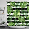 Monstera and Palm Leaf Shower Curtain - LB Jungle Green Plant Summer Botanical Bathroom Decor