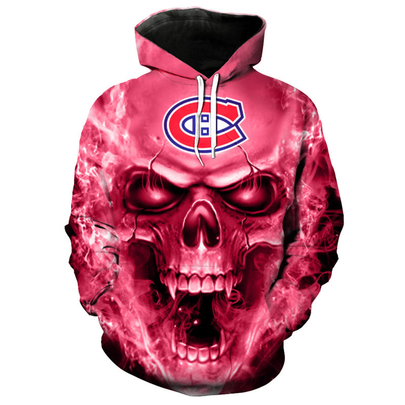 Montreal Canadianiens 3D Skull Smoke Hoodie - 3D Printed Hoodies