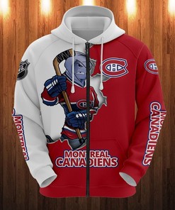 Montreal Canadiens Cartoon Graphic 3D Zip Hoodie For Fan - Custom 3D Hoodies