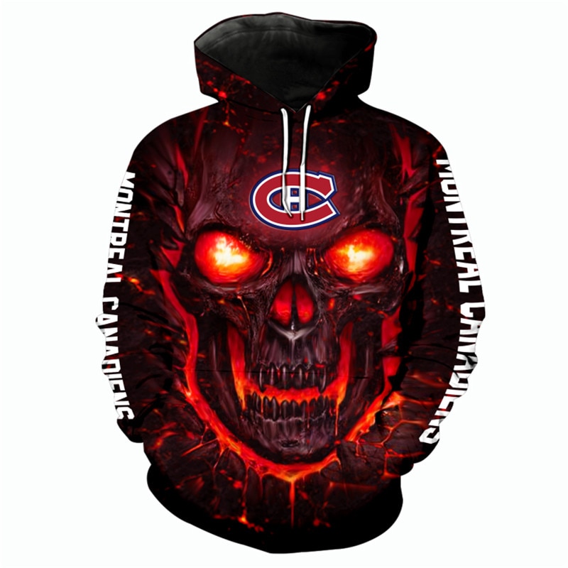 Montreal Canadiens Halloween Skulls Pullover 3D Hoodie - All Over Print Hoodies For Women