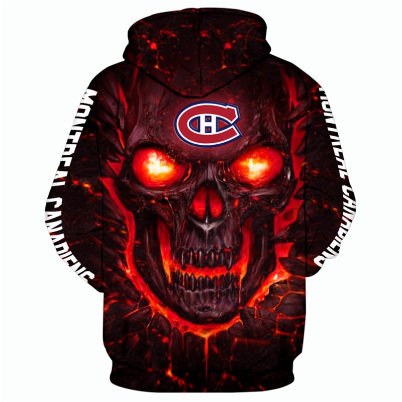 Montreal Canadiens Halloween Skulls Pullover 3D Hoodie - All Over Print Hoodies For Women