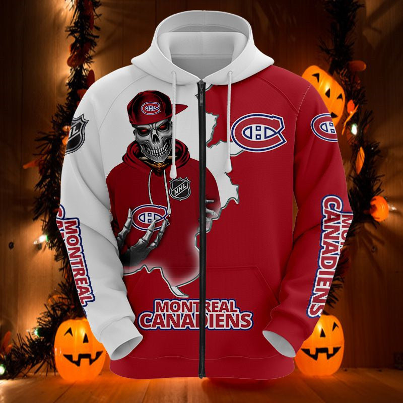 Montreal Canadiens Skull Graphic 3D Hoodie - 3D Hoodies With Zippers