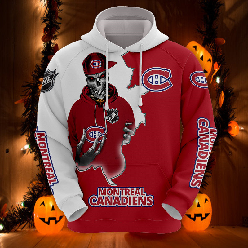Montreal Canadiens Skull Graphic 3D Hoodie - 3D Hoodies With Zippers
