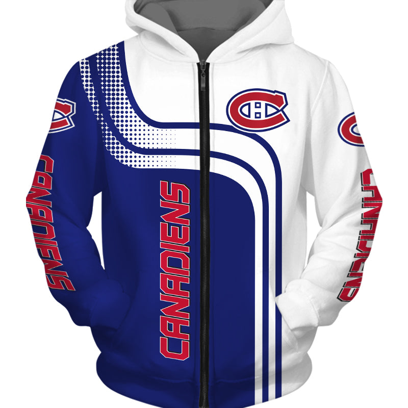 Montreal Canadiens With Hooded Long Sleeve 3D Hoodie - All Over Print Zip Up Hoodie Men