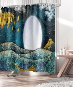 Moon And Stars Boho Shower Curtain For Nature Lovers Bathroom Decor 