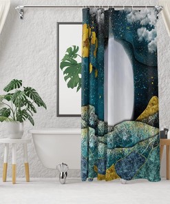 Moon And Stars Boho Shower Curtain For Nature Lovers Bathroom Decor