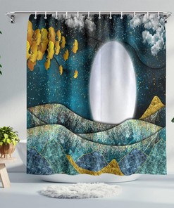 Moon And Stars Boho Shower Curtain For Nature Lovers Bathroom Decor