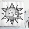 Moon And Stars Shower Curtain | Artsy Sun Print Bathroom Decor