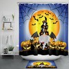 Moon Bat, Gnome, And Pumpkin Shower Curtain - Festive And Fun Halloween Decor