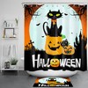 Moon Black Cat and Pumpkin Halloween Shower Curtain: Elegant and Playful Touch to Your Bathroom for Halloween