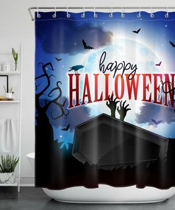 Moon Coffin, Horror, And Zombie Shower Curtain - Scary Halloween Decor
