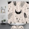 Moon Constellation Shower Curtain - Bohemian Black Leaf Bathroom Decor