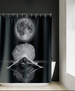 Moon Dance Ballerina Shower Curtain For Ballet Bathroom Decor