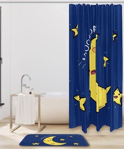 Moon Day Shower Curtain: Celestial Bathroom Decor with White Illustration and Simplistic Design