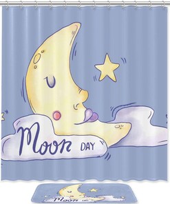 Moon Day Waterproof Shower Curtain: Keep Your Bathroom Clean with The Lunar Cycle Design
