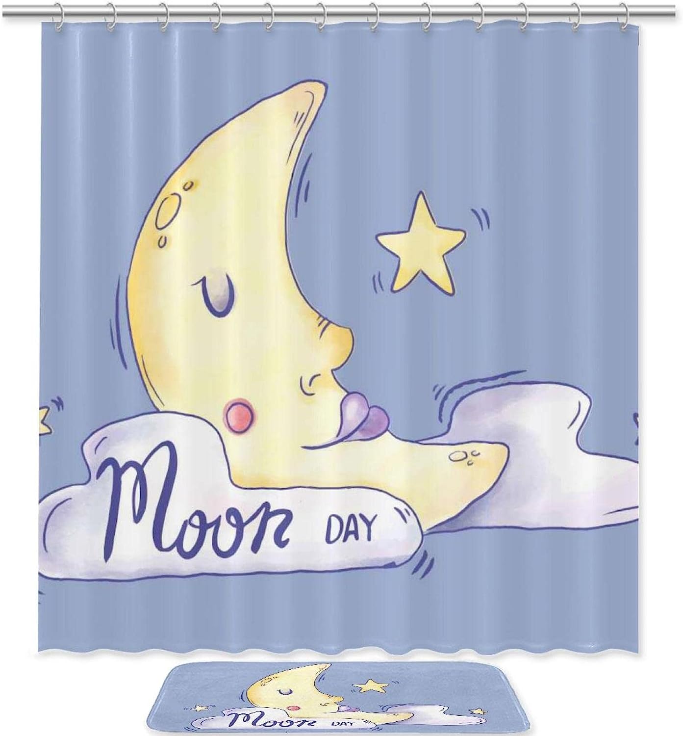Moon Day Waterproof Shower Curtain: Keep Your Bathroom Clean with The Lunar Cycle Design