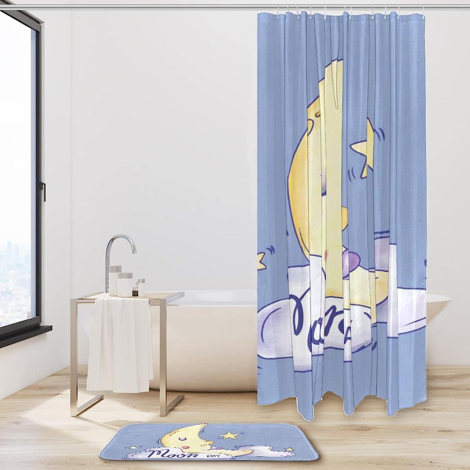 Moon Day Waterproof Shower Curtain: Keep Your Bathroom Clean with The Lunar Cycle Design