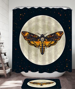Moon Death Moth Gothic Shower Curtain
