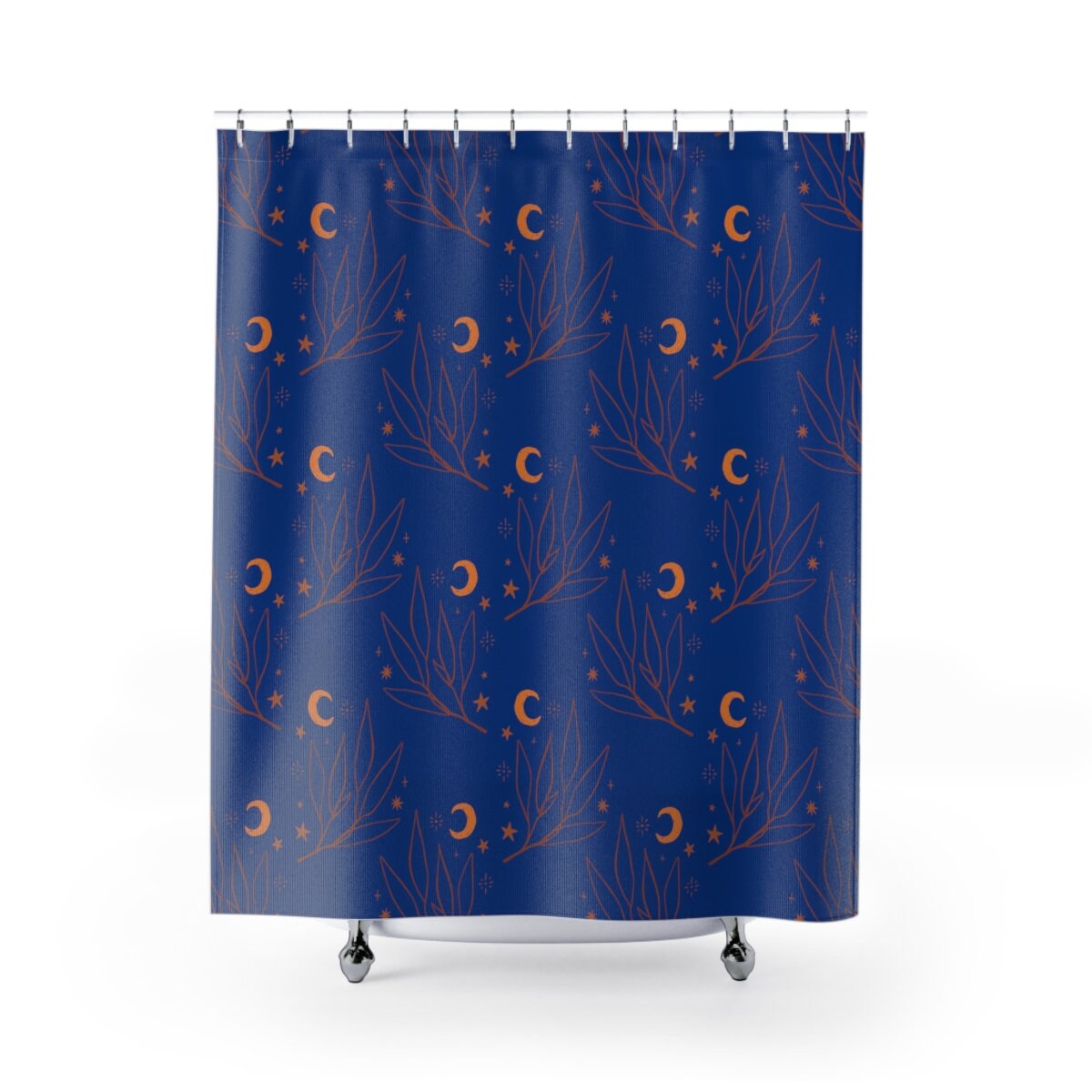Moon Garden Shower Curtain: Floral and Botanical Rustic Bathroom Dcor with Watercolor Design