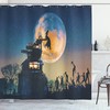 Moon Halloween Queen Shower Curtain Bathroom Print 